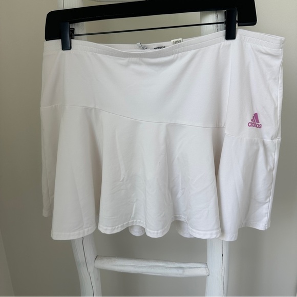 Adidas White Tennis Skirt with Pink Logo - Picture 1 of 11
